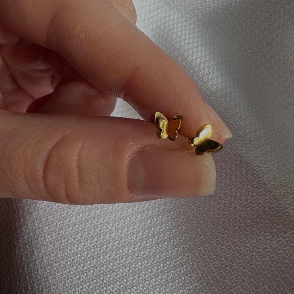 18k Gold Plated Butterfly Studs